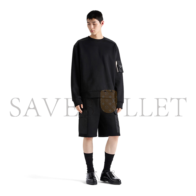 PRADA COTTON FLEECE AND RE-NYLON SWEATSHIRT UJL03C